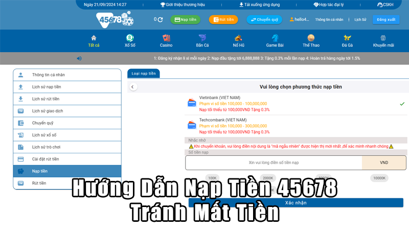 Hướng Dẫn Nạp Tiền 45678 Tránh Mất Tiền